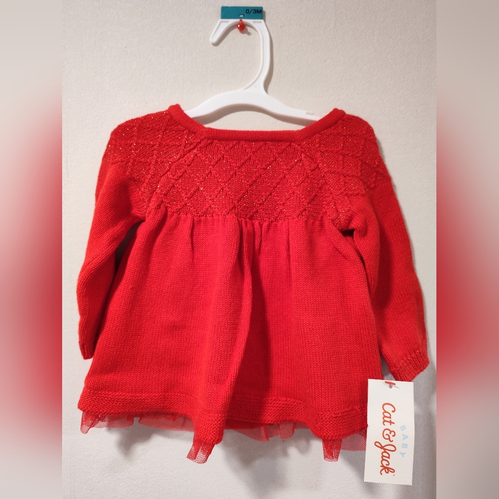 NWT, Cat&Jack, Red Knit Sweater, Size: 0-3 months